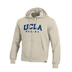 UCLA Block And Bruins Full Zip Hooded Sweatshirt -Outlet ModMotive Collective Store 205547 oatmeal 01